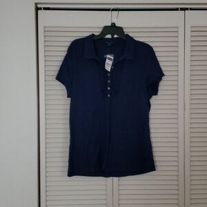 BAY STUDIO  blue shirt sleeve polo tee